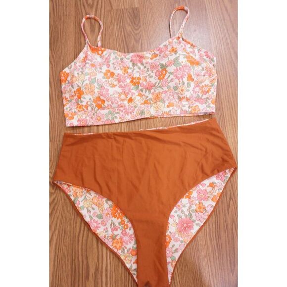 Herseas High-Waisted Bikini Set - Floral Reversible Bottom, Size 2XL, NWOT - Picture 6 of 12